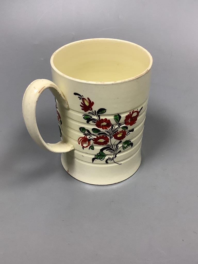 A creamware ‘ALE’ mug, c.1780, height 9.5cm